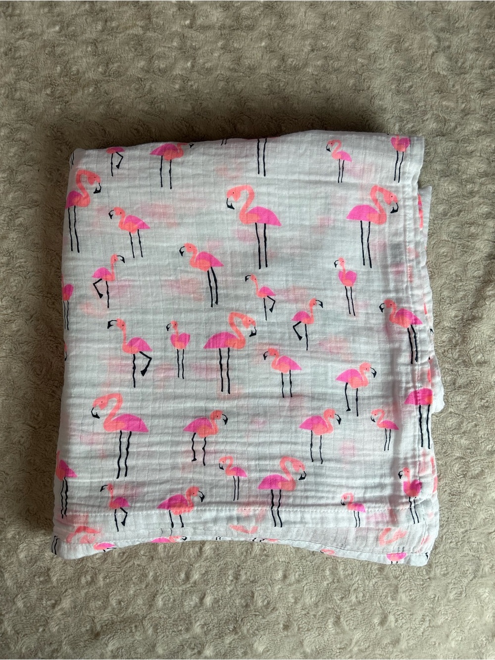 Oh Joy! Flamingo Baby Swaddle Blanket Hot Pink White Orange Muslin Cotton